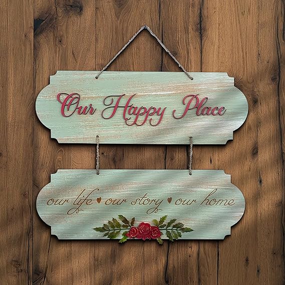 Our Happy Place 2 Layer Vintage Decorative Wall Art