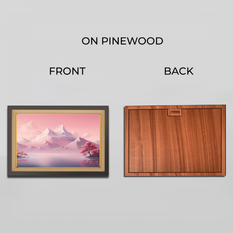 Pink Mountain Wood Print Wall Art 23x17.5 Inches