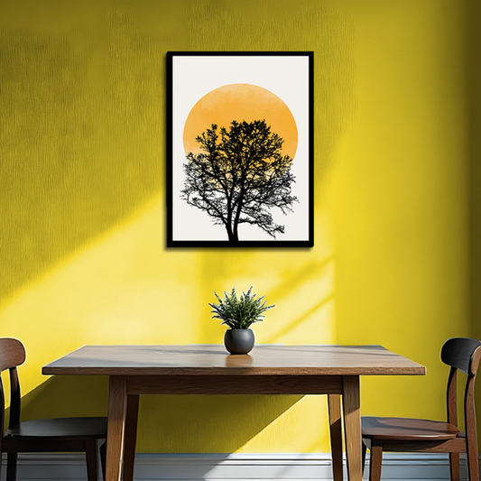 Sunset Boho Beige Wood Print Wall Art