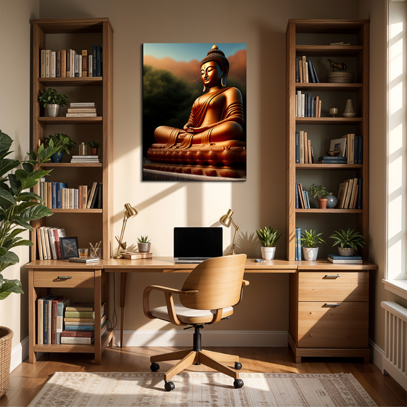 Buddha Meditating in Nature Wood Print Wall Art