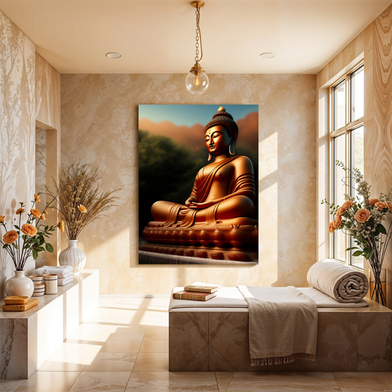 Buddha Meditating in Nature Wood Print Wall Art