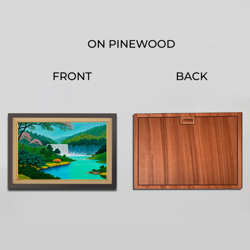 Nature With Waterfall Landscape Wood Print Wall Art 23x17.5 Inches