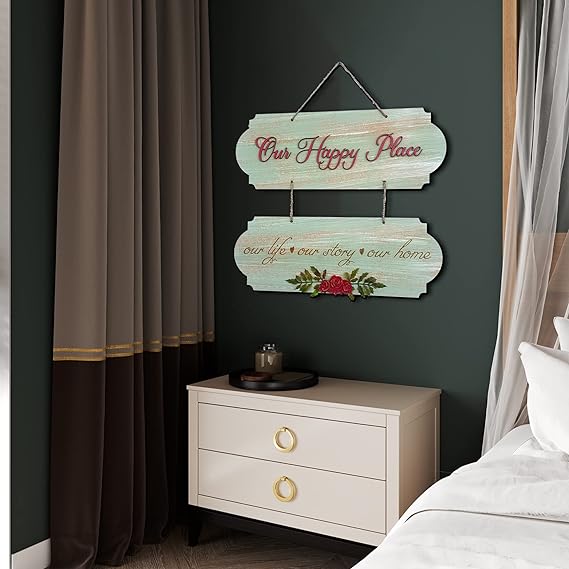 Our Happy Place 2 Layer Vintage Decorative Wall Art