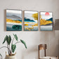 Assorted Landscape Golden Wood Print Wall Art Set of 3