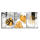Gold Tropical Leaf Wood Print Wall Art Set of 3
