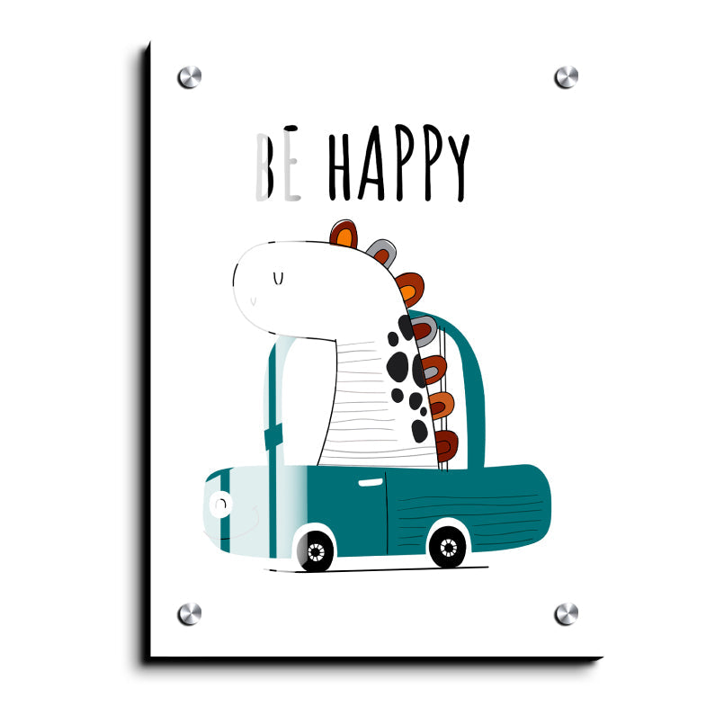 Be Happy Wood Print Wall Art