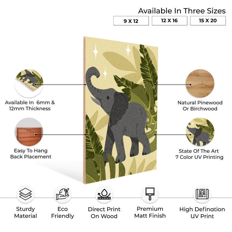 Animal Theme Boho Wood Print Wall Art Set of 3