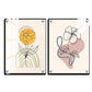 Minimalist Flower and Leaves Wood Print Wall Art Set of 2