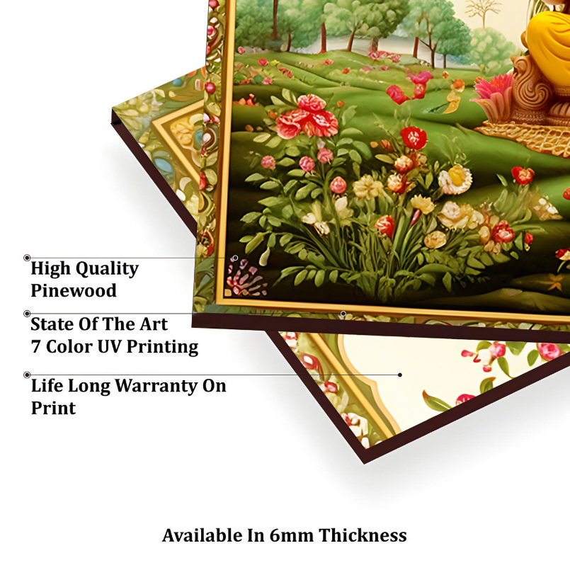 Tree of Life Pichwai With Ganesh Wood Print Luxury Wall Tiles Set