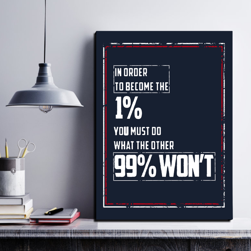 1% Selfmotivational Inspired Quotes Wood Print Wall Art