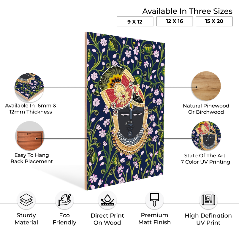 Shrinath Ji Pichwai Wood Print Wall Art