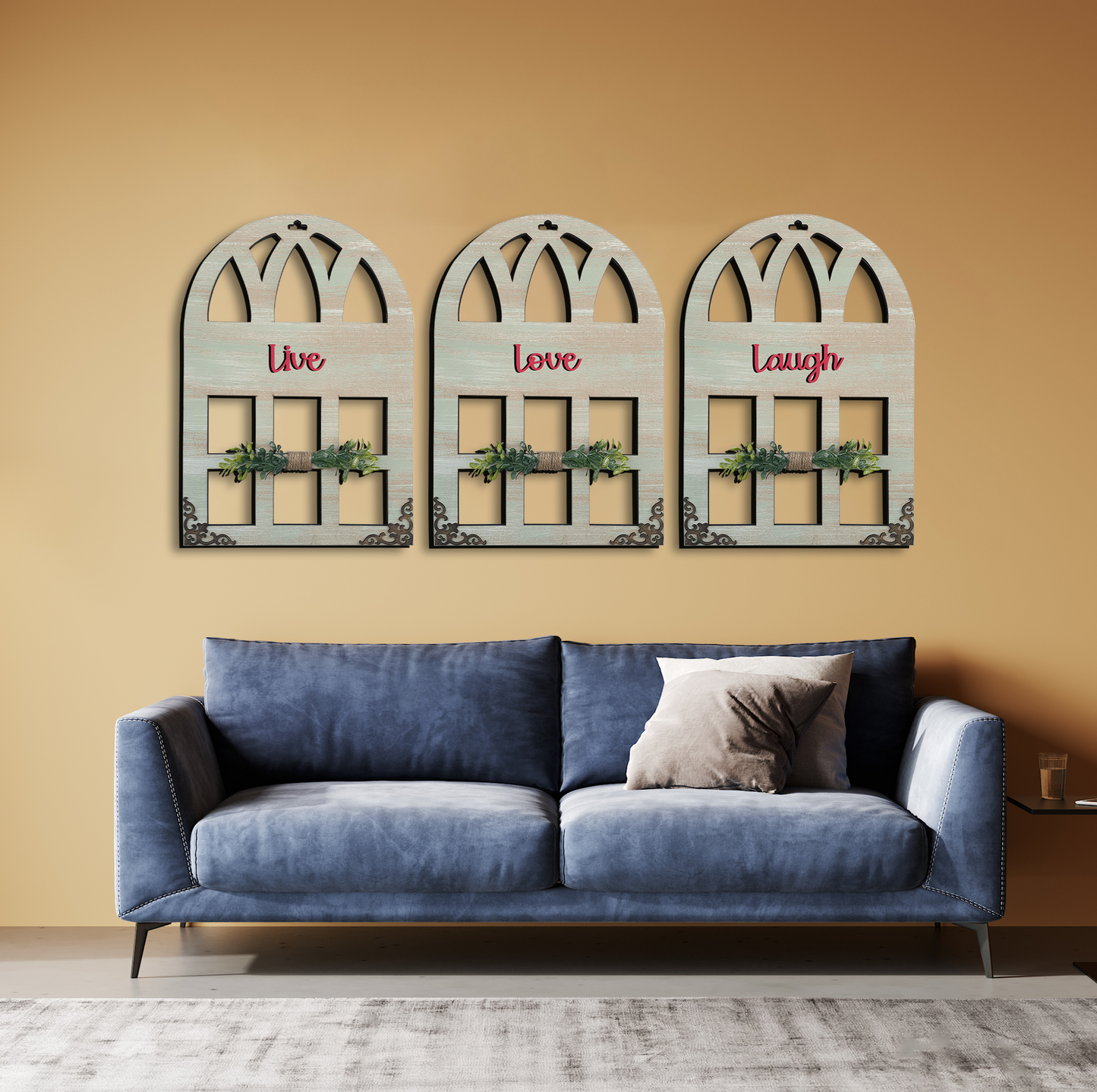 Live Love Laugh Quote Window Wall Art Set of 3