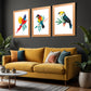 Beautiful Birds Wood and Acrylic Print Wall Art Set of 3