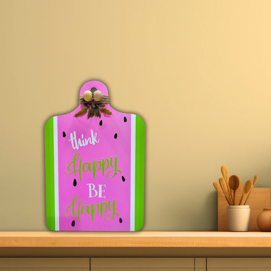 Chalk my Theme Wooden Water Melon style Wall Hanging and Decorative item (Think Happy Be Happy)