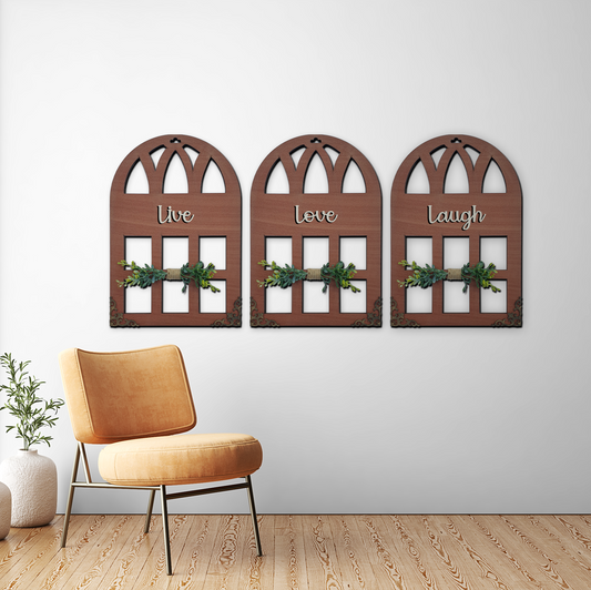 Live Love Laugh Quote Window Wall Art Set of 3