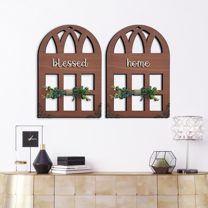 Blessed Home Quote Window Wall Art Set of 2