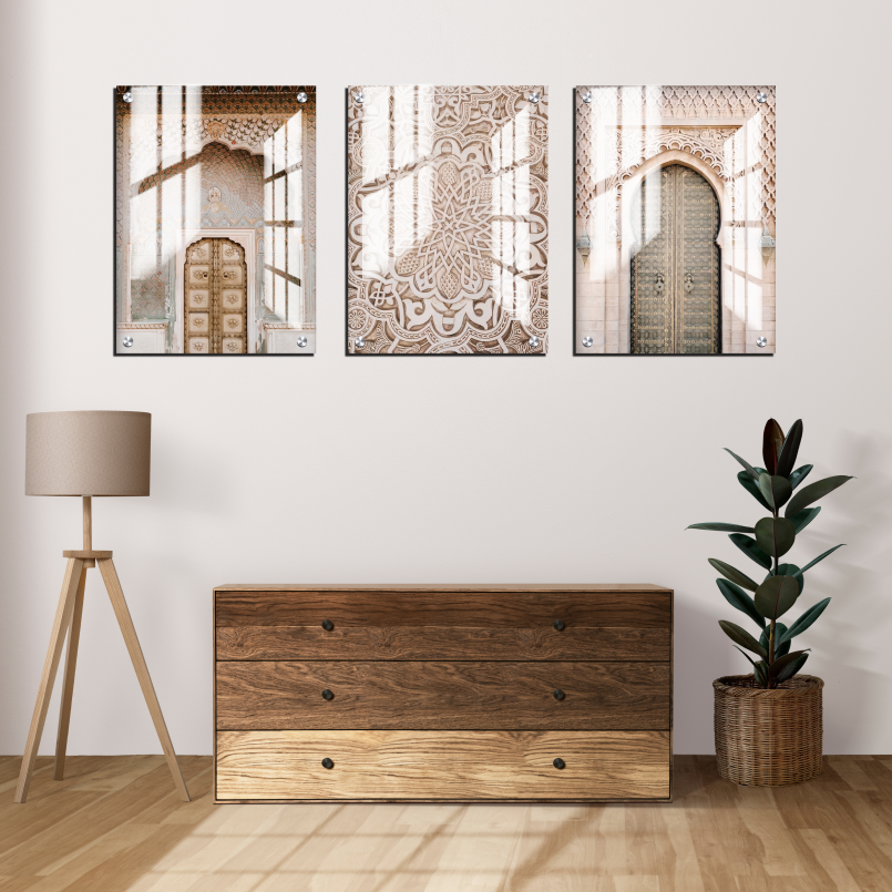 Morocco Wood Print Wall Art Set of 3