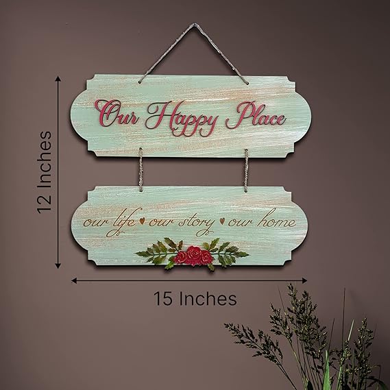 Our Happy Place 2 Layer Vintage Decorative Wall Art