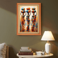 African Women Carrying Pots on Their Head Colorful Wood Print Wall Art 18x23 Inches
