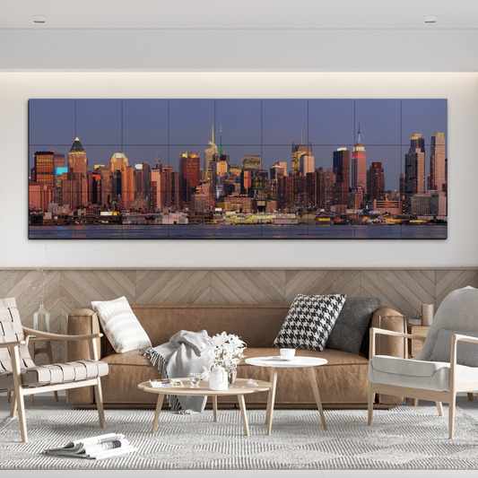 New York City Wood Print Wooden Wall Tiles Set