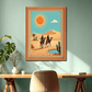 Camel Caravan With Riders In Jaisalmer Desert Wood Print Wall Art 18x23 Inches