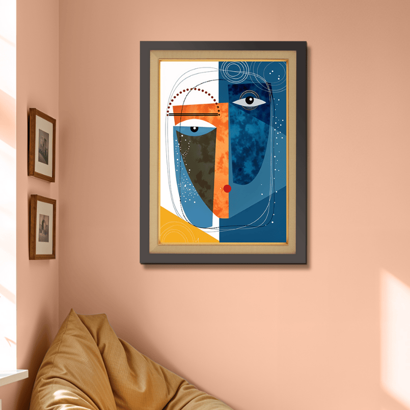 Face Abstract Wood Print Wall Art 18x23 Inches