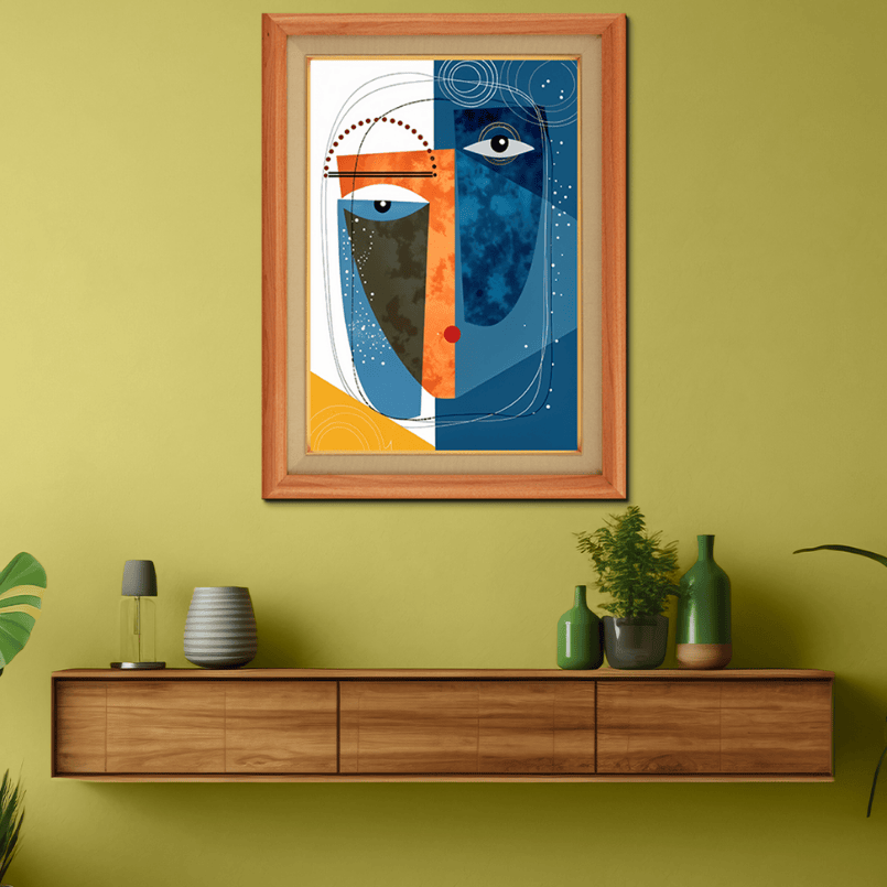 Face Abstract Wood Print Wall Art 18x23 Inches