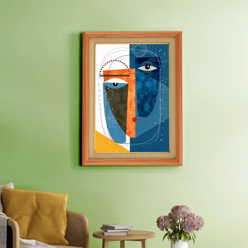 Face Abstract Wood Print Wall Art 18x23 Inches
