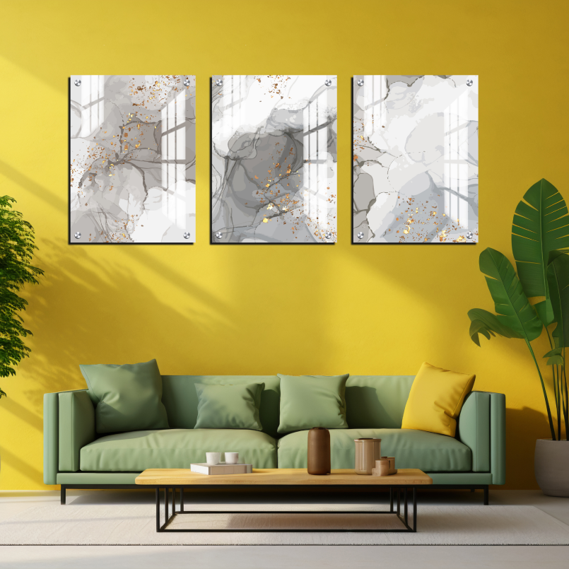 Abstract Grey Wood Print Wall Art Set of 3