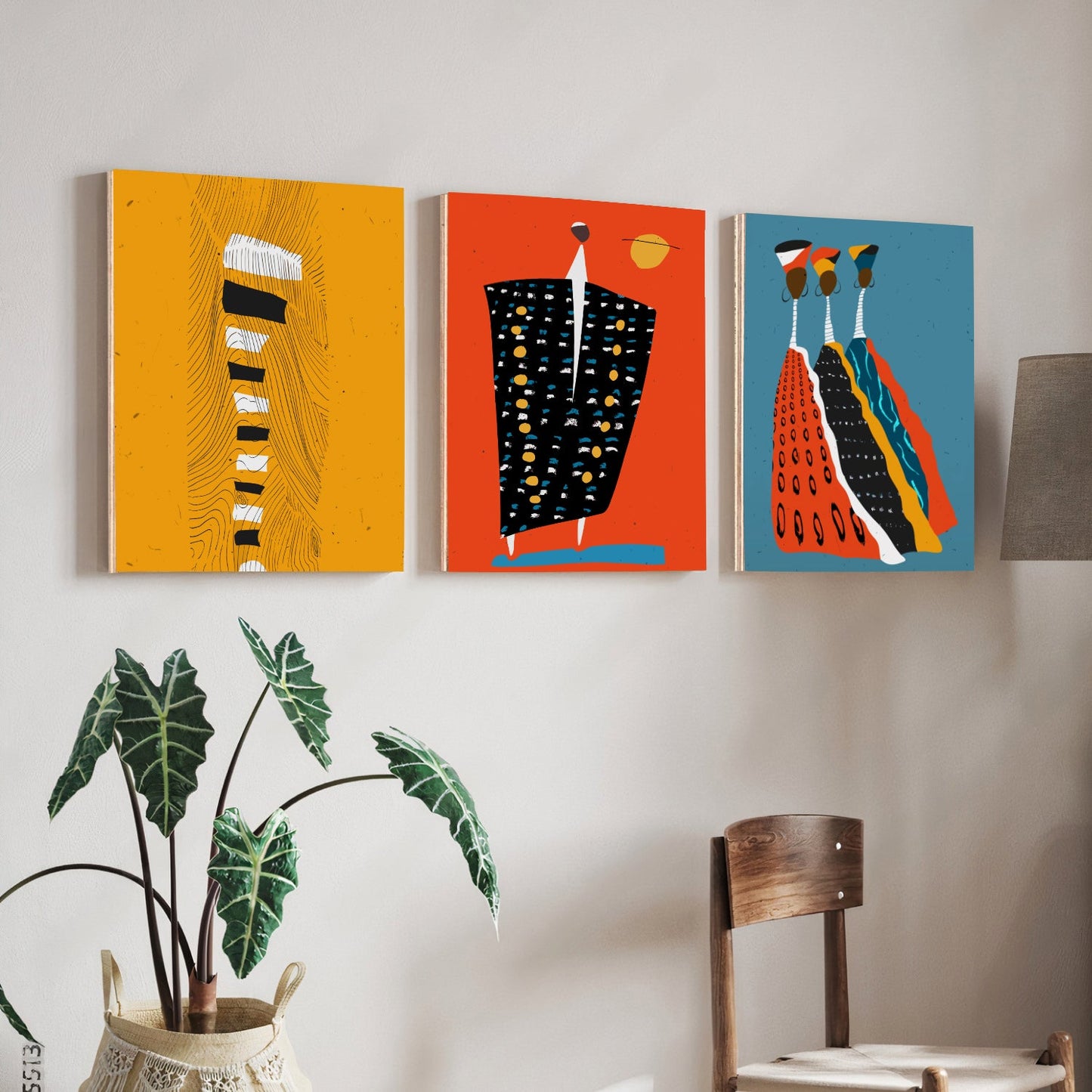 African Theme Wood Print Wall Art Set of 3