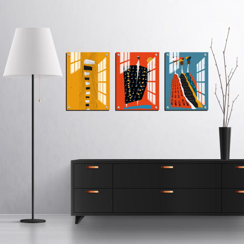 African Theme Wood Print Wall Art Set of 3