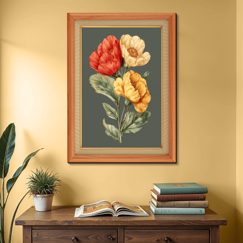 Colorful Flowers Wood Print Wall Art 18x23 Inches