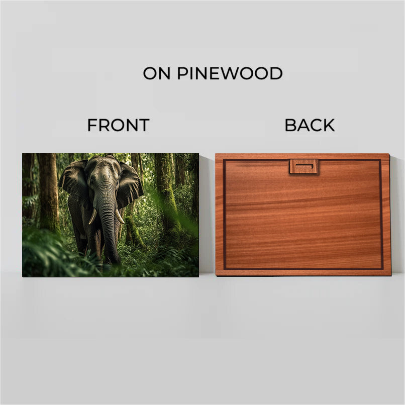 Huge Elephant in Jungle Wood Print Wall Art