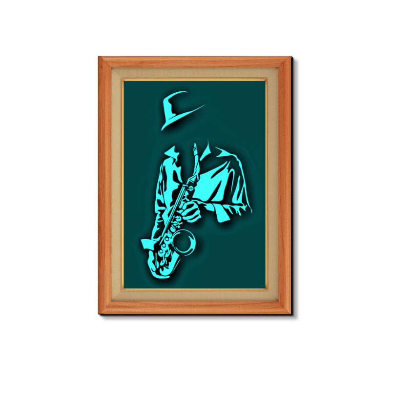 Man Playing Saxophone Wood Print Wall Art 18x23 Inches
