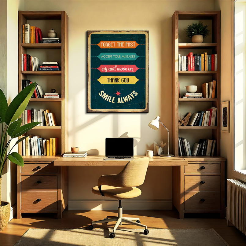 5 Daily Motivation Quote Vintage Wood Print Wall Art