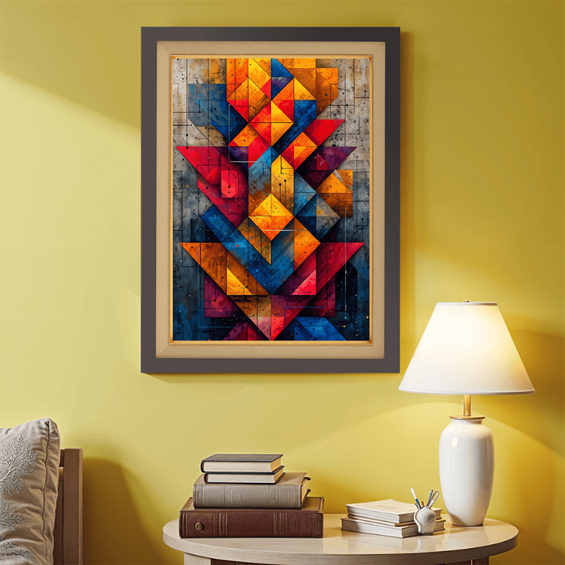 Abstract Geometric Pattern Wood Print Wall Art 18x23 Inches
