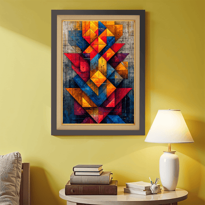 Abstract Geometric Pattern Wood Print Wall Art 18x23 Inches