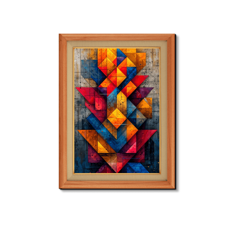 Abstract Geometric Pattern Wood Print Wall Art 18x23 Inches