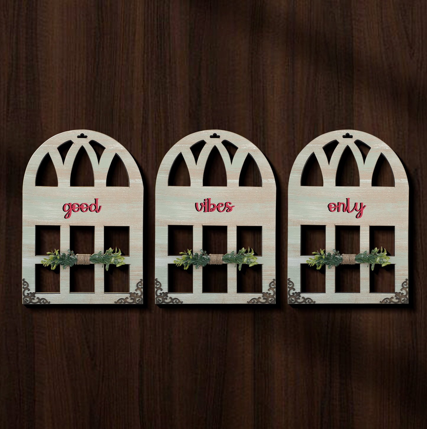 Good Vibes Only Window Wall Art Set of 3