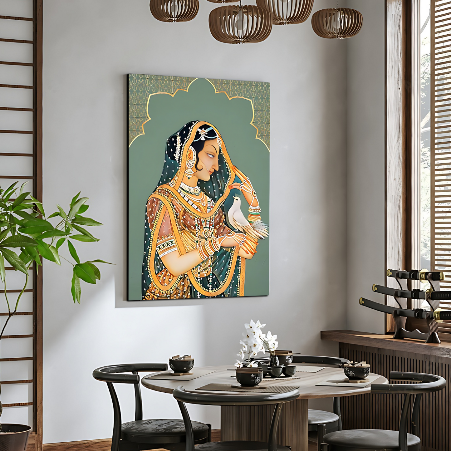 Queen With Pigeon Wood Print Wall Art