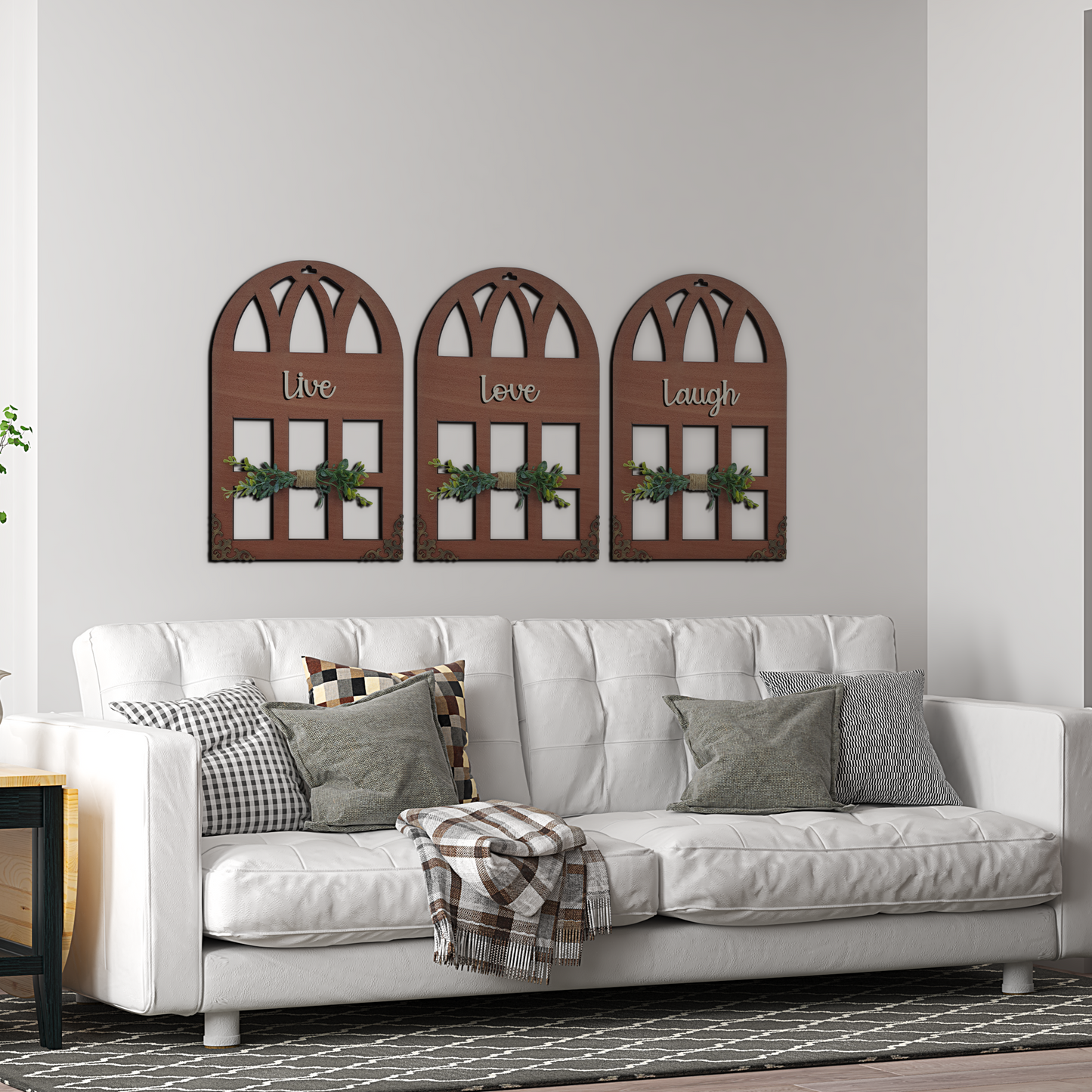 Live Love Laugh Quote Window Wall Art Set of 3