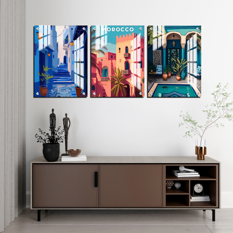 Morocco Gallery Wood Print Wall Art Set of 3