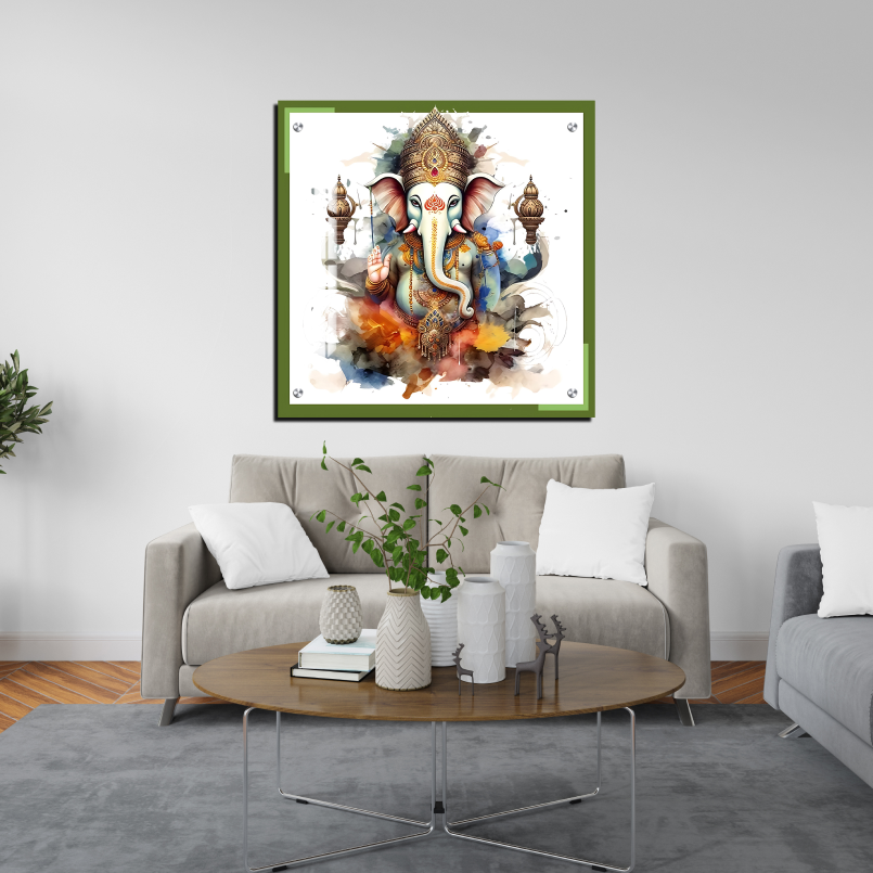 Ganesh Ji Colorful Wood Print Wall Art