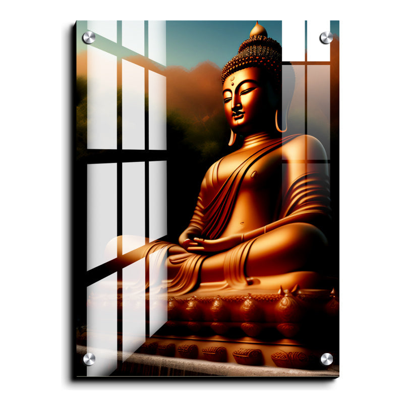 Buddha Meditating in Nature Wood Print Wall Art