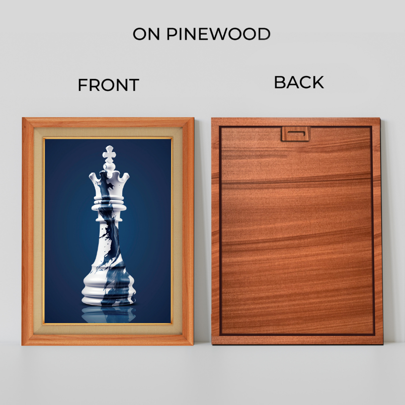 Chess King Blue With White Shade Wood Print Wall Art 18x23 Inches