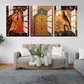 Traditional Rajasthani Couple Pichwai Wood Print Wall Art Set of 3
