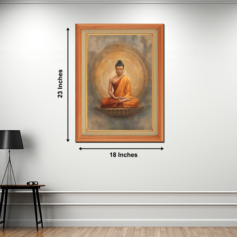 Buddha In Meditation Wood Print Wall Art 18x23 Inches