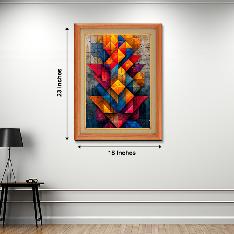 Abstract Geometric Pattern Wood Print Wall Art 18x23 Inches