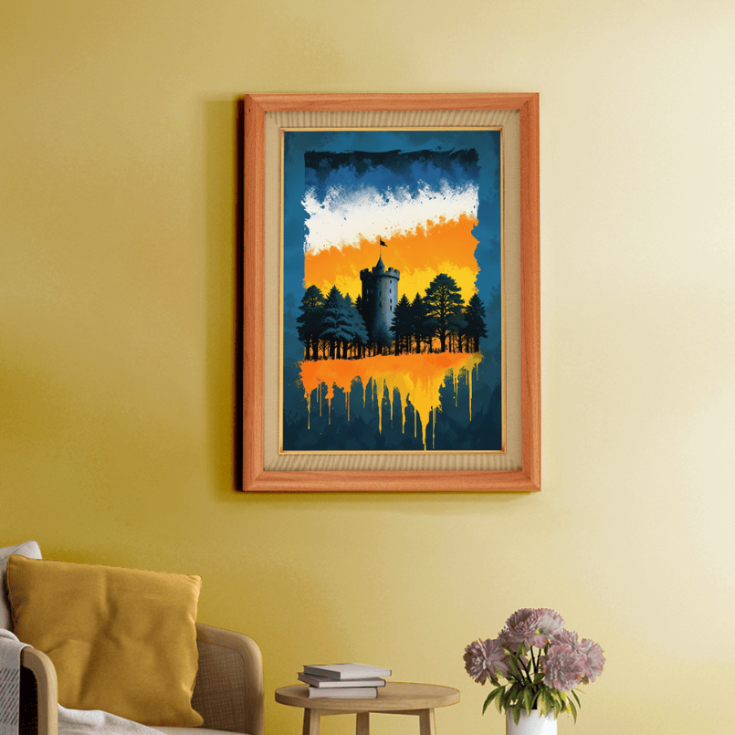 Castle With Multicolor Shades Wood Print Wall Art 18x23 Inches