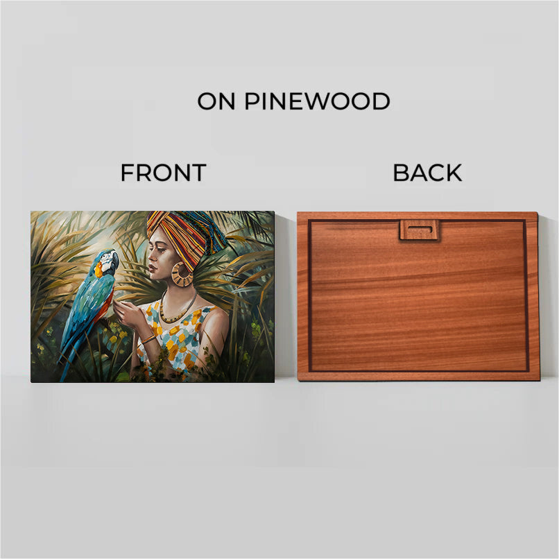 Lady With Parrot Beautiful Wood Print Wall Art